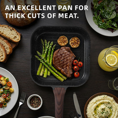 Kikcoine 9.5 Inch Nonstick Grill Pan for Indoor Cooking