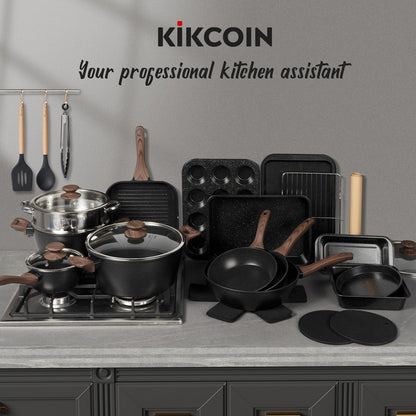 KIKCOINE Pots and Pans Set Non Stick 31 Piece Kitchen Non stick Cooking Cookware Sets