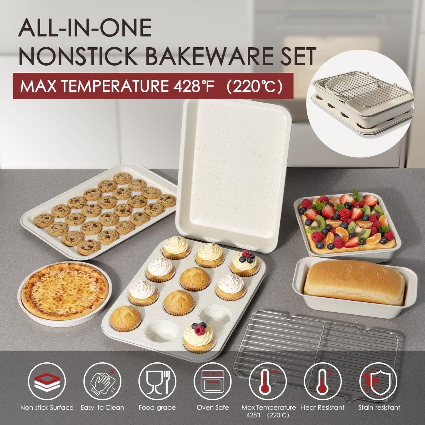 KIKCOINE Pots and Pans Set Non Stick 31 Piece Kitchen Non stick Cooking Cookware Sets