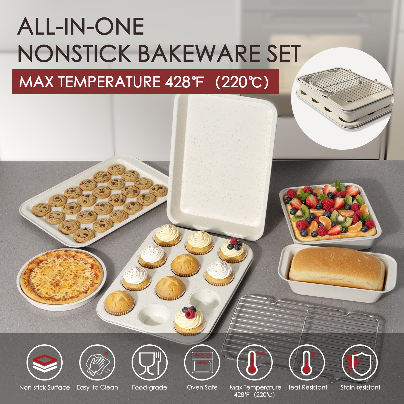 KIKCOINE Pots and Pans Set Non Stick 31 Piece Kitchen Non stick Cooking Cookware Sets