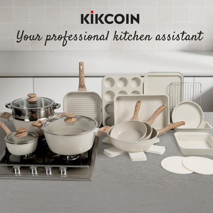KIKCOINE Pots and Pans Set Non Stick 31 Piece Kitchen Non stick Cooking Cookware Sets